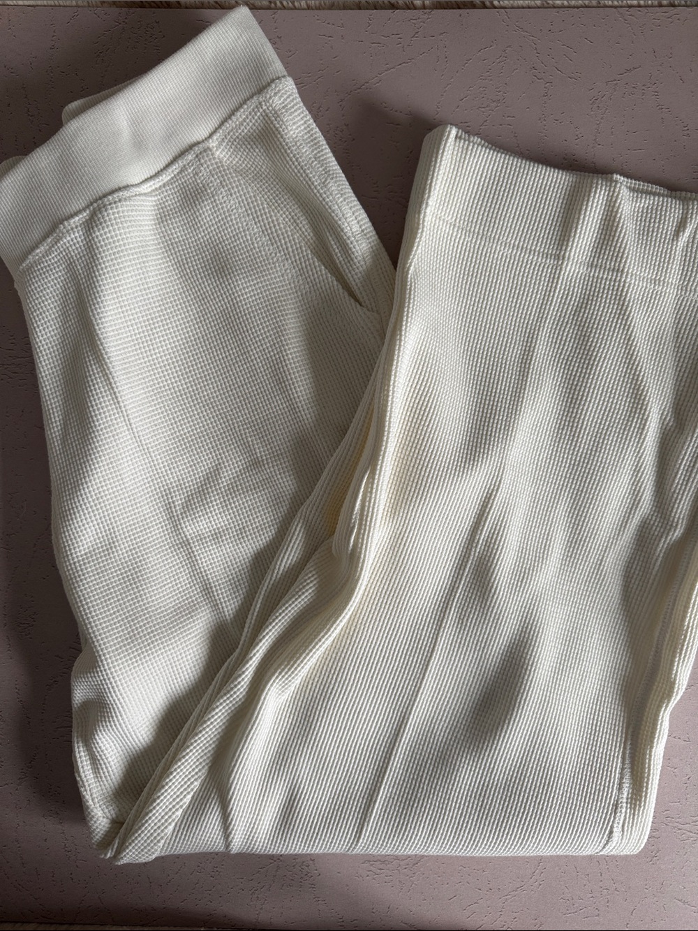Pact Organic Women's Thermal Waffle Wide Leg Pant | Pearl - Picture 5 of 9